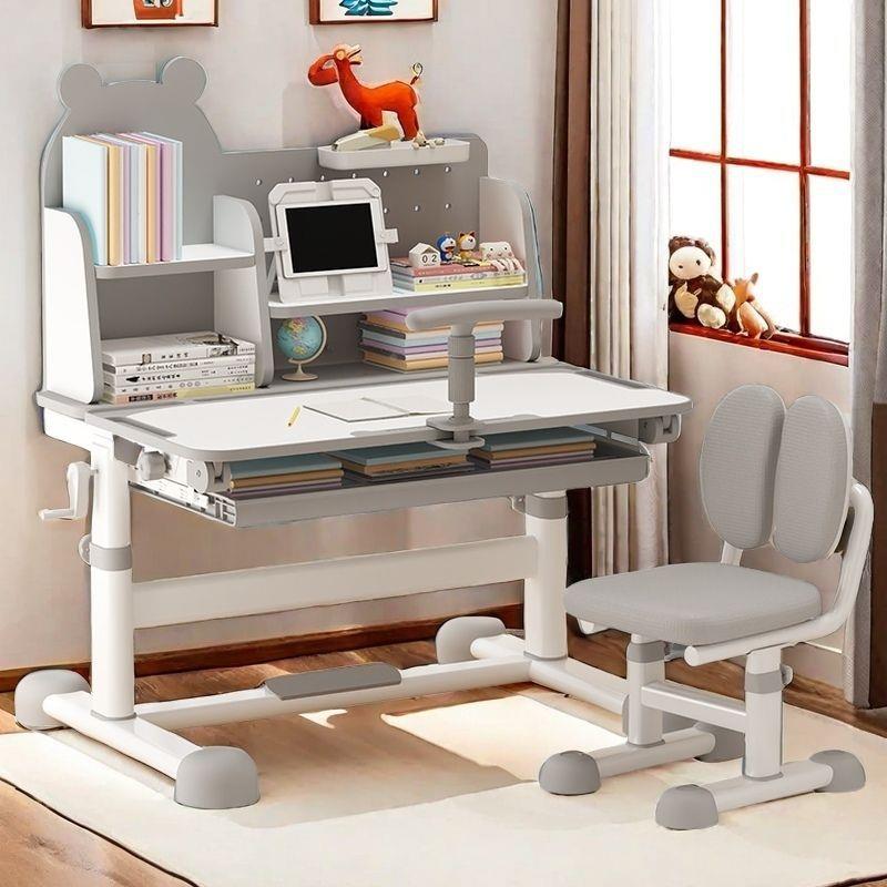 童学习F777M89J桌手摇课桌小学生家用写字儿桌可椅护调节升降课桌