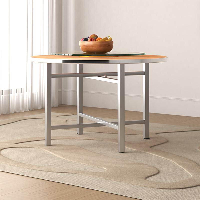 加厚圆形桌不锈餐钢简约店家用大圆桌实木C100110人酒15饭桌圆桌