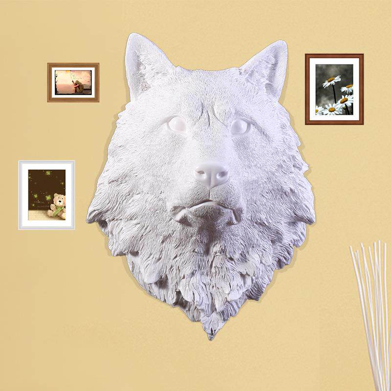 物货源欧式LEF真风格树脂工艺仿品动墙挂狼头壁挂装饰用家居挂件