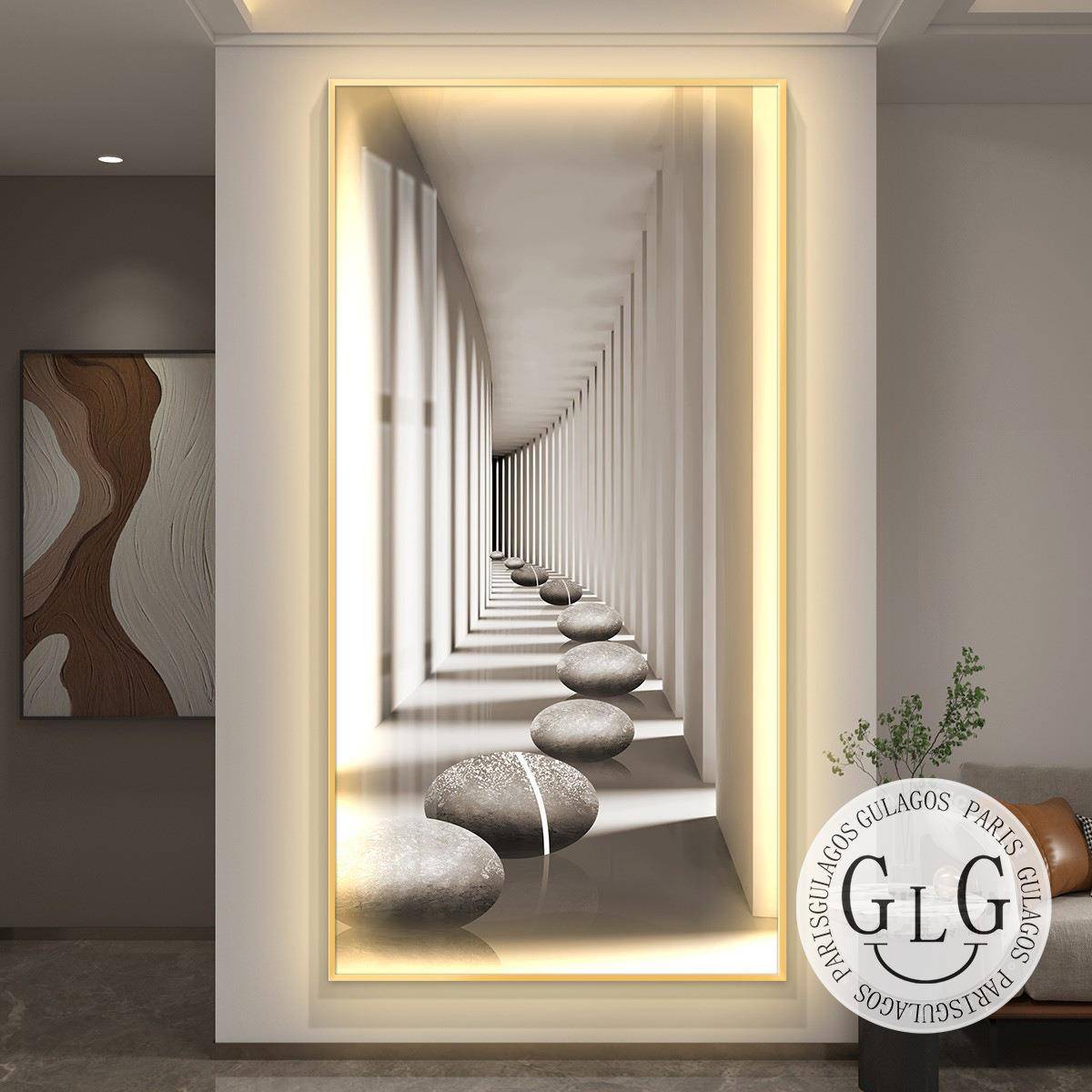 LGUASGO奢LED轻VSA带灯玄关装饰画入户挂画壁画走廊过道简约空间