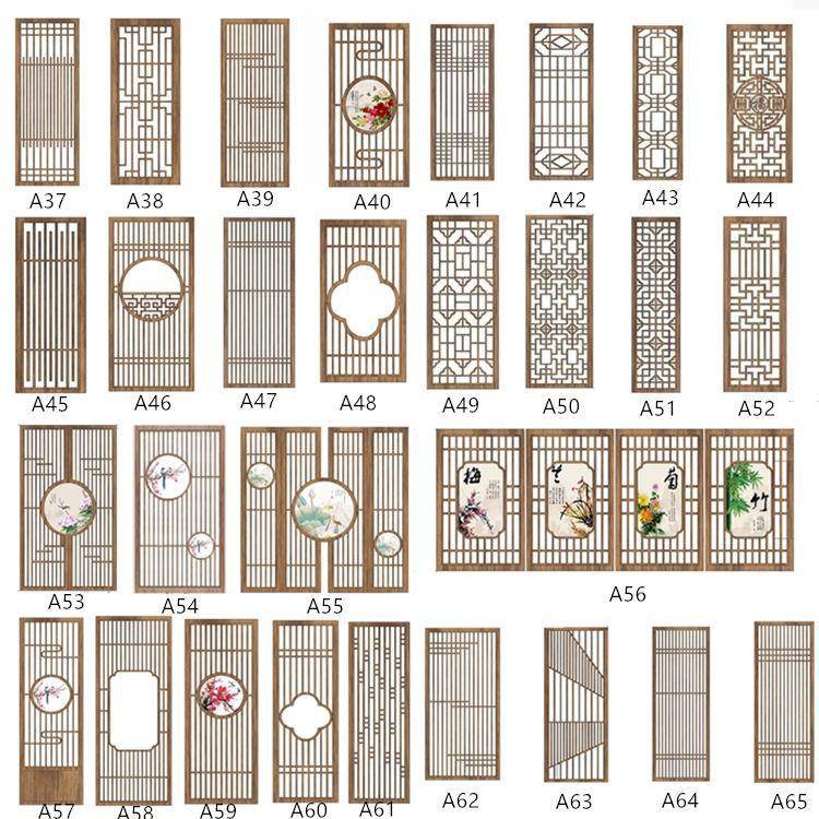 2新025雕款木仿古门窗实木花格隔断无品牌/中镂空新式屏风玄关折