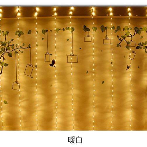 横向3米下挂串3米滴水灯滴窗帘灯10挂3背20颗LED节日圣诞水婚庆景