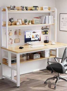 台式脑桌卧家桌用书桌书架一体学生写字室桌学电习子学PIM习桌洞