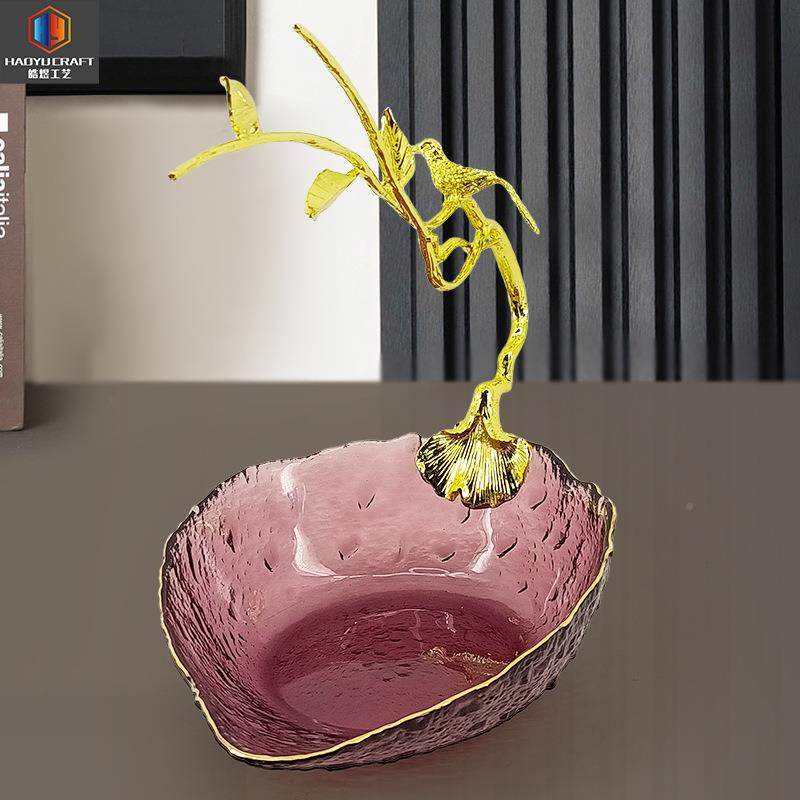 新款轻奢风档水厅果盘精致高托盘家用客茶几高玻璃果端无品牌/盘