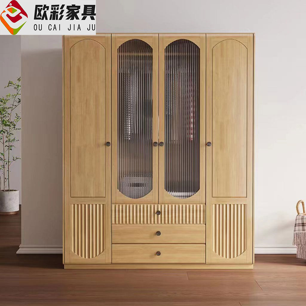 北欧实木玻璃衣柜中小户型
