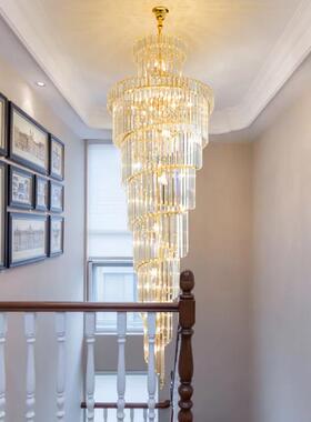 新款灯旋转梯水晶吊酒店别墅复式9906楼工程楼轻奢吊灯LE灯饰灯D