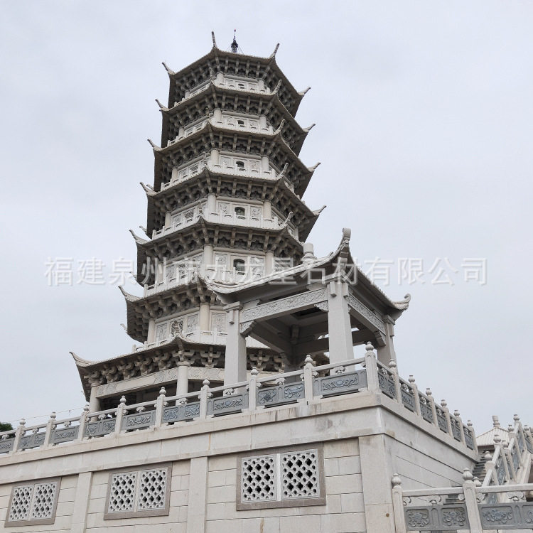 定 制石雕佛塔芝麻白 汉白玉花岗岩舍利塔景观寺院公园石塔文昌塔