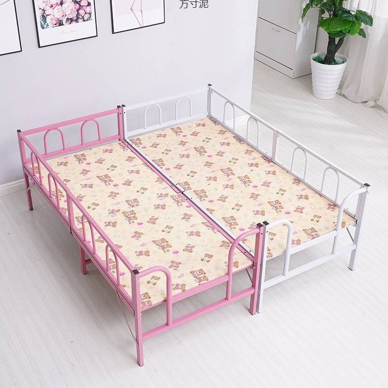 儿童折叠床带护栏男孩女孩公主床婴儿加宽单人拼接铁床简易床边床