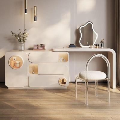 爱米缩664达奶柜油风梳妆斗柜收台纳柜一体卧室伸转角床尾电视化