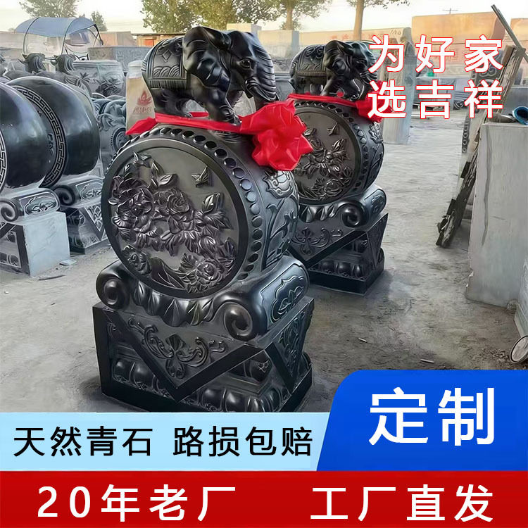 石雕门墩抱鼓石一对家用石头石狮子貔貅石鼓仿古石门当青石抱鼓石
