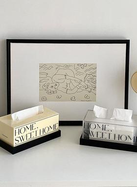 克2PZL025新款纸巾巾盒奶色亚力洗脸收纳盒客厅纸抽盒轻奢高油档