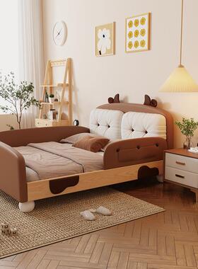 奶牛小岛实木儿童2床男孩单人床1025新款女孩公主带E2428H护栏米5