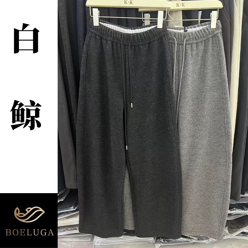 加绒加厚抽绳卫裤女显瘦休闲阔腿裤直筒拖地冬季加绒弯刀裤2802