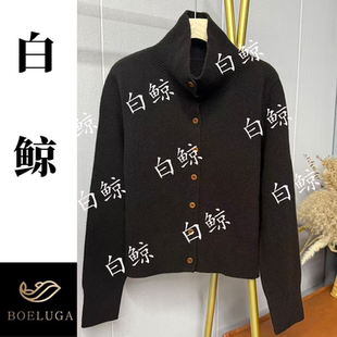 2025秋新款高克重全羊毛针织衫毛衣翻领纯色开衫外套2764