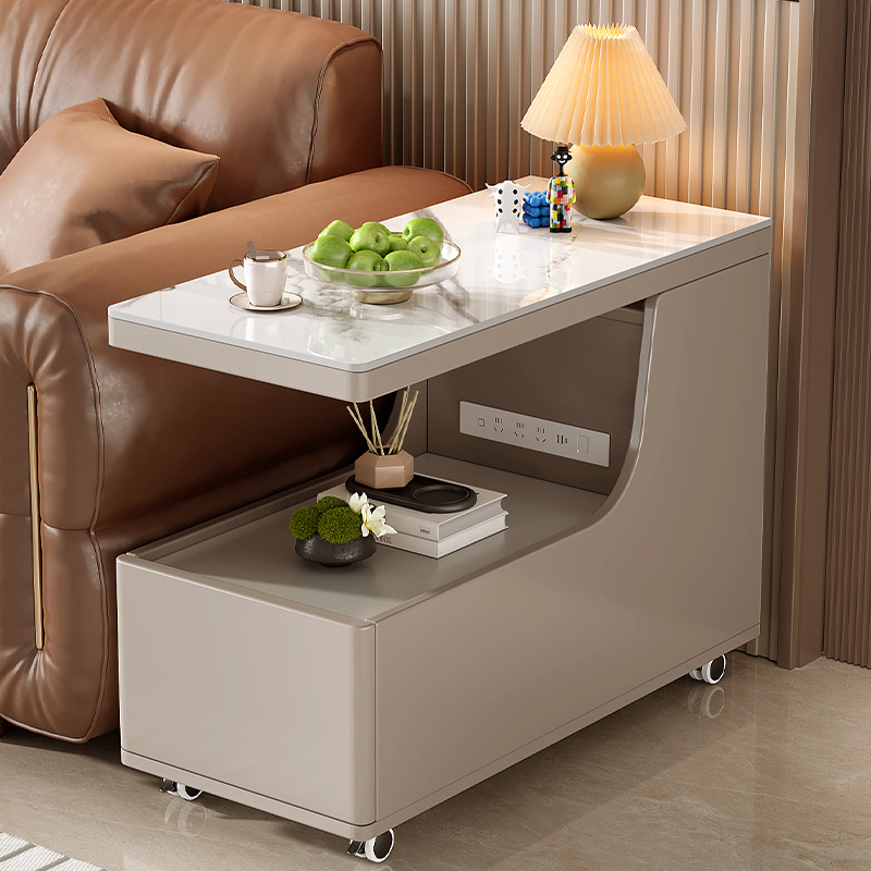 实木岩板边几可移动沙发边柜边柜升降高级感茶几小型夹缝柜茶水柜