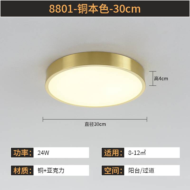 全铜led吸顶灯卧室2024新款灯主卧简约现代护眼儿童房间中山灯具