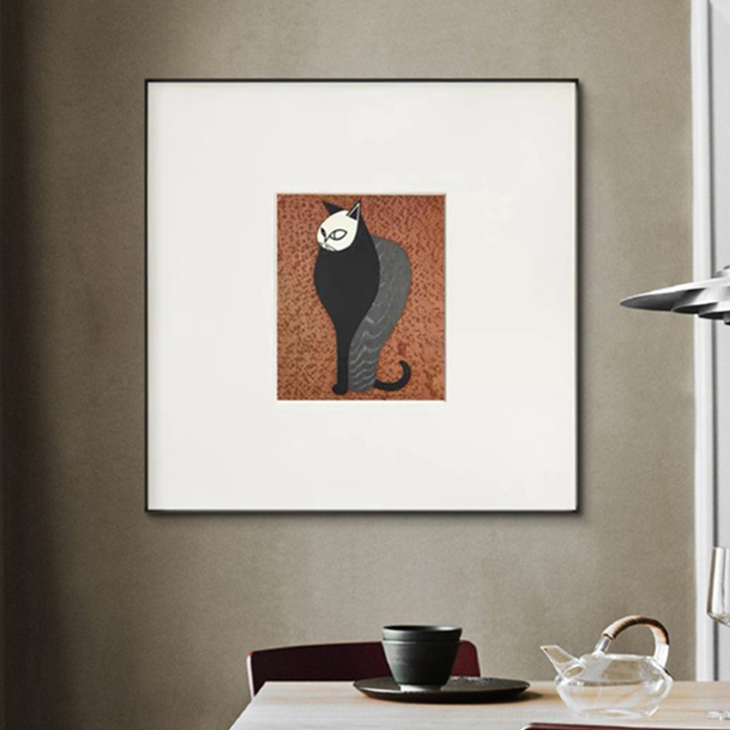 动物猫复古cat 小众怀旧装饰画设计师loft公寓样板间挂画现代壁画