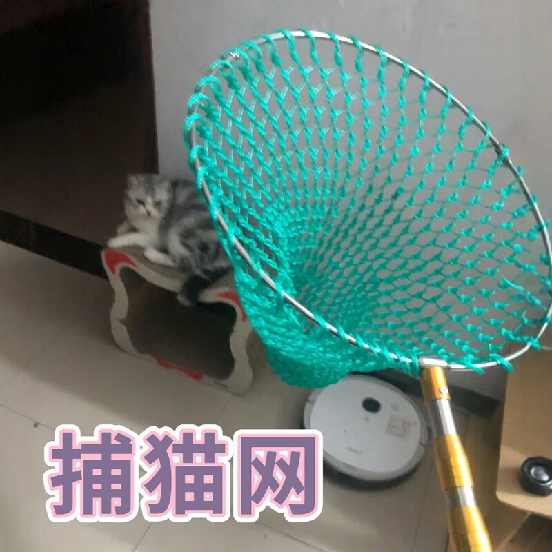 捉流浪猫神器猫猫绝育捕抓实心网兜尼龙结多实伸缩杆流浪猫救助网