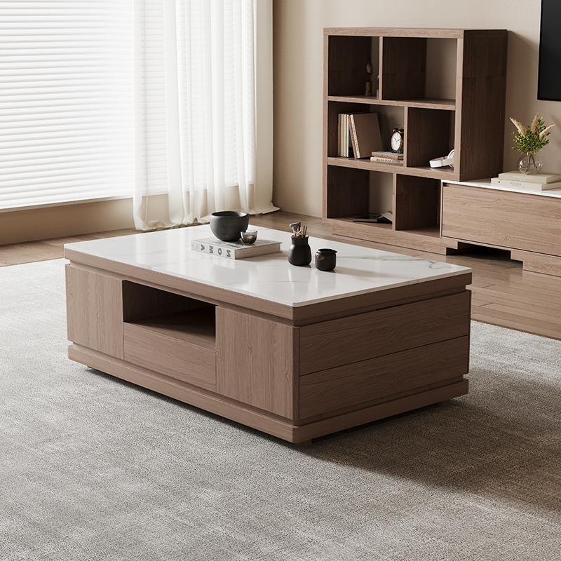 新中式实木岩板功夫茶几现代简约多功能小户型客厅一体家用泡茶台