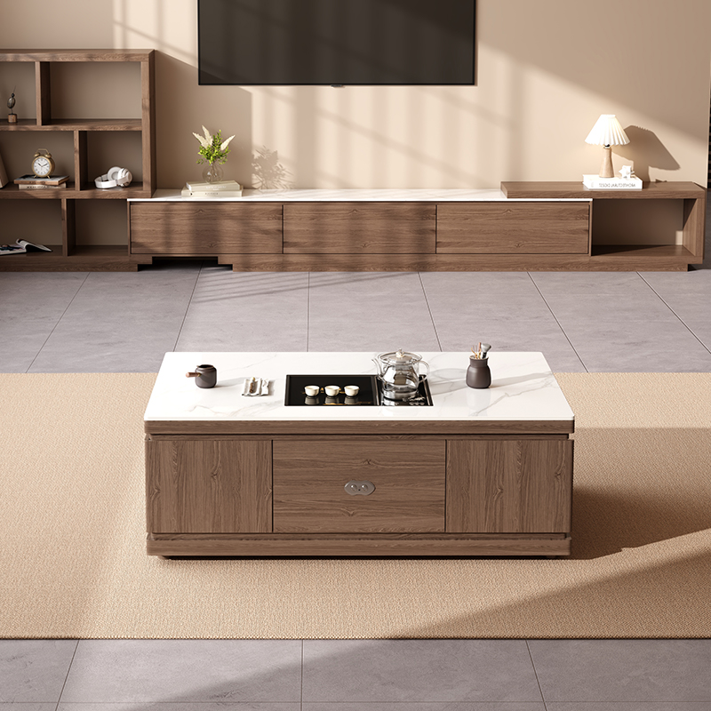 语言全自动升降实木柜体加厚岩板