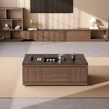 新中式实木岩板功夫茶几茶台一体自动升降桌泡茶桌家用客厅办公室