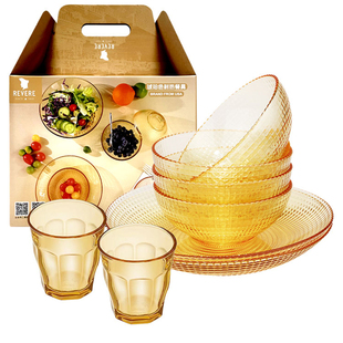 revere波点碗玻璃碗家用高颜值波点餐具六件套+九棱杯*2