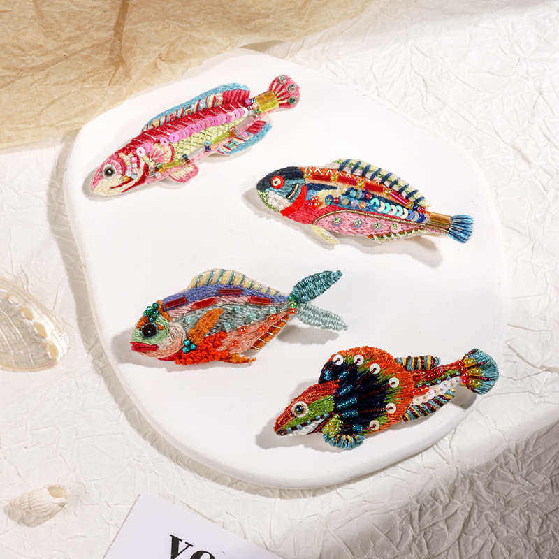 手工刺绣diy材料包多巴胺小鱼胸针四件套可变发夹送朋友闺蜜礼物,居家布艺,缝纫DIY材料套装,淘宝优惠券,粉丝福利购,淘宝优惠卷