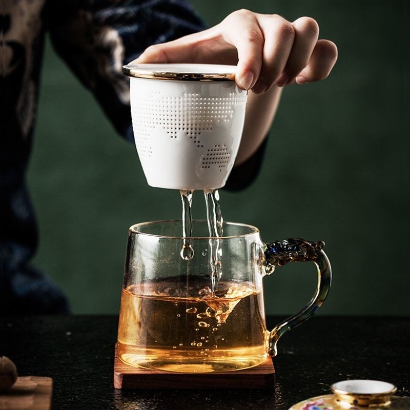 九河祥龙玻璃杯带把耐高温泡茶杯家庭G喝水杯子具家用客厅水壶茶
