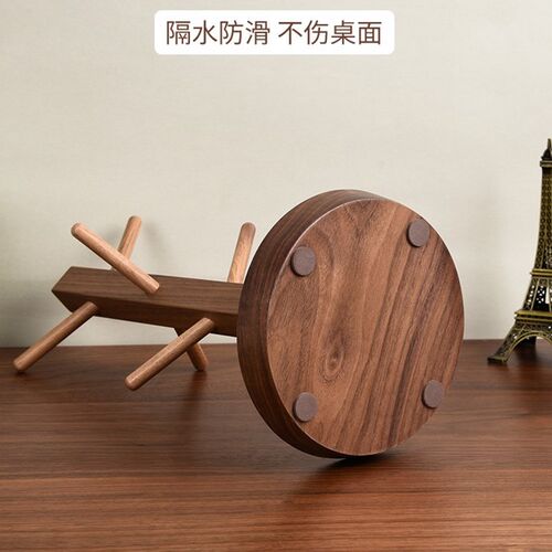 钥匙收纳摆件家用咖啡茶杯架高级C感轻奢马克水杯架子置物架实木