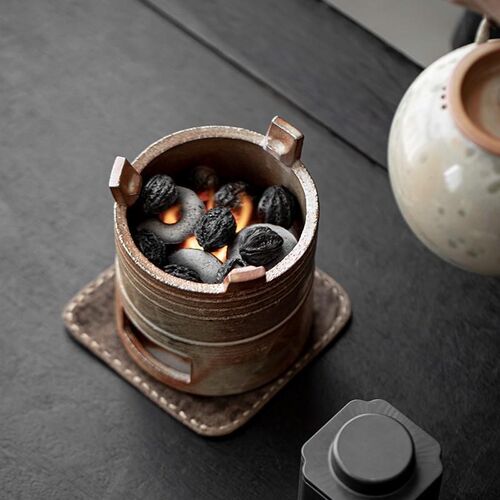柴烧窑变a煮茶炭炉家用围炉煮茶器水泡茶小火橄榄碳炉中式煮茶壶