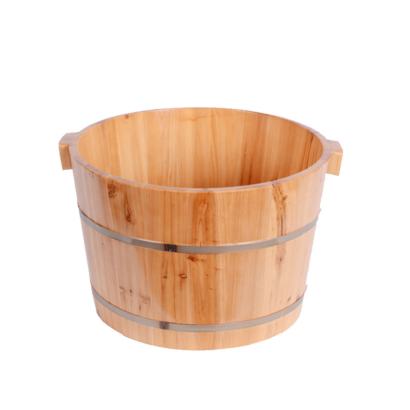 特价实木足浴桶泡脚盆香t杉木按摩足疗脚木盆加厚木桶矮木盆家用
