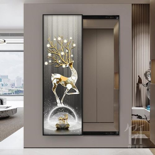 入户玄关装饰画i隐藏式推拉全身镜子卧室隐形试衣镜可关闭穿衣镜