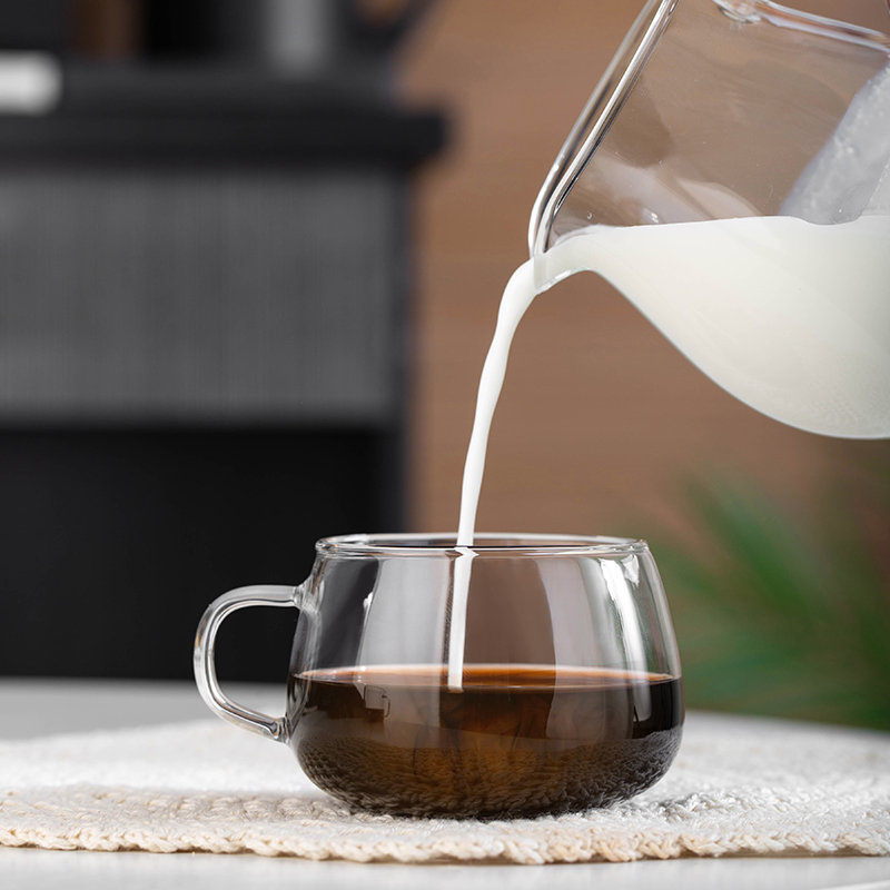 2只装小号意式浓缩咖啡杯玻璃带把高H颜值透明茶杯套装耐高温杯子