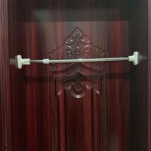 伸缩杆免打孔窗帘浴帘杆门帘v半帘罗马杆升缩支撑杆晾衣杆白色烤