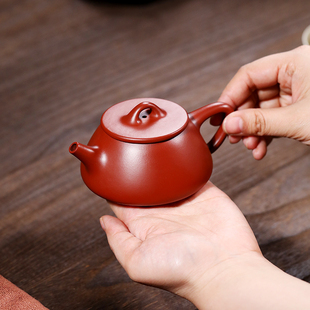 宜兴名家全手工紫砂壶朱泥大红袍景舟石瓢壶家用茶U壶泡茶功夫茶
