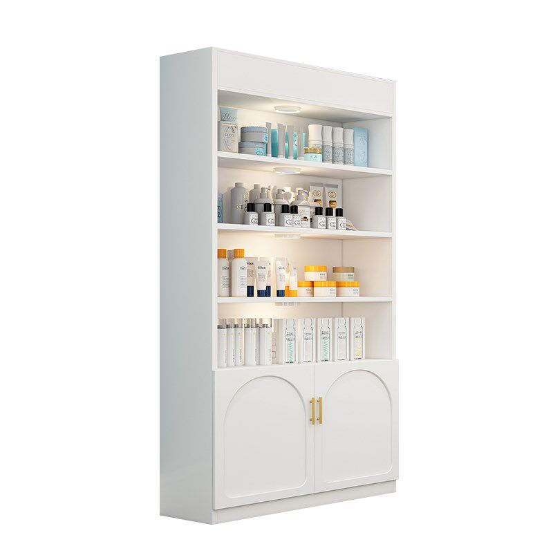 化妆品展示柜置物l架理发店产品柜美甲店货柜奶油风隔断产品陈列