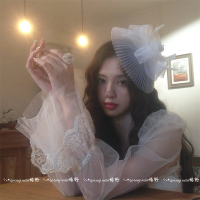 留洋大小姐网纱仙女羽毛花朵礼帽