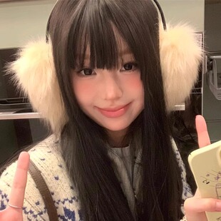 韩系ins毛绒仿狐狸毛耳罩女y2k千禧辣妹蓬松耳包秋冬防寒保暖耳套
