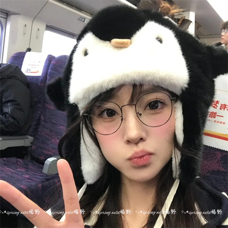 可爱搞怪小企鹅毛绒帽子女加厚保暖防寒护耳显脸小针织毛线套头帽,服饰配件/皮带/帽子/围巾,帽子,淘宝优惠券,粉丝福利购,淘宝优惠卷