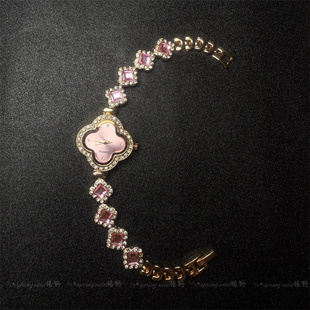 Vintage古着轻奢闪钻四叶草手链手表水钻贝母高级感女表气质手饰