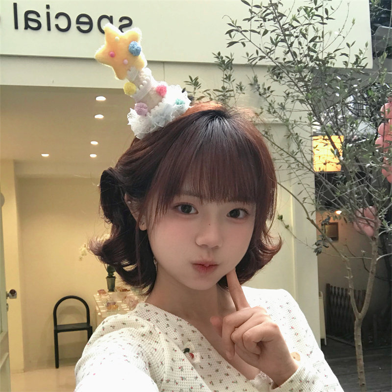 ins星星生日帽发箍生日派对头饰卡通洛丽塔拍照发卡发饰可爱公主