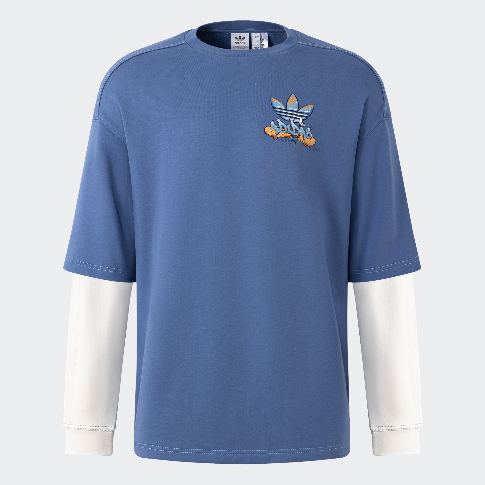 Adidas/阿迪达斯 男女三叶草假两件运动卫衣套头衫 IY5382