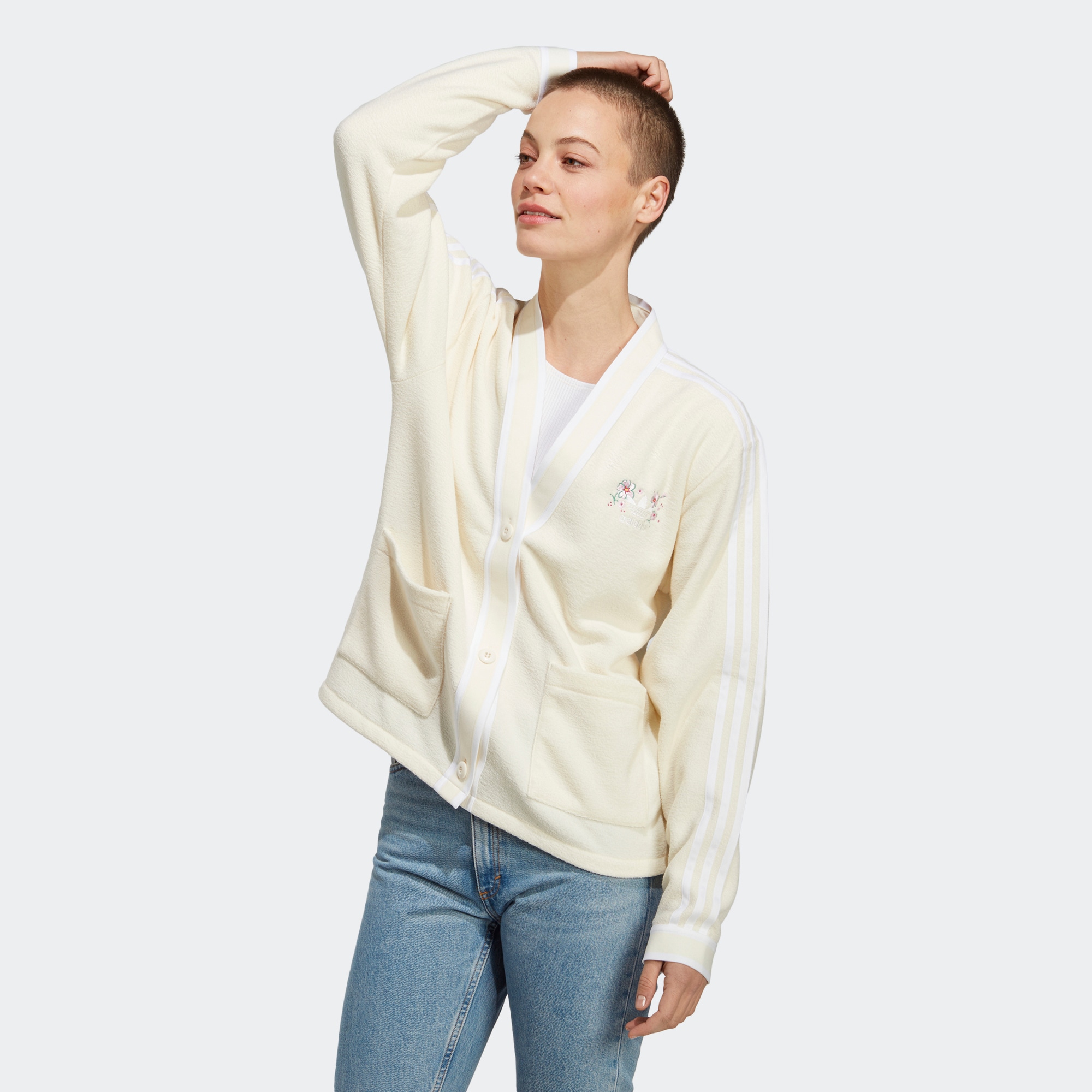 Adidas/阿迪达斯 女子三叶草针织运动休闲开衫外套 IP3761