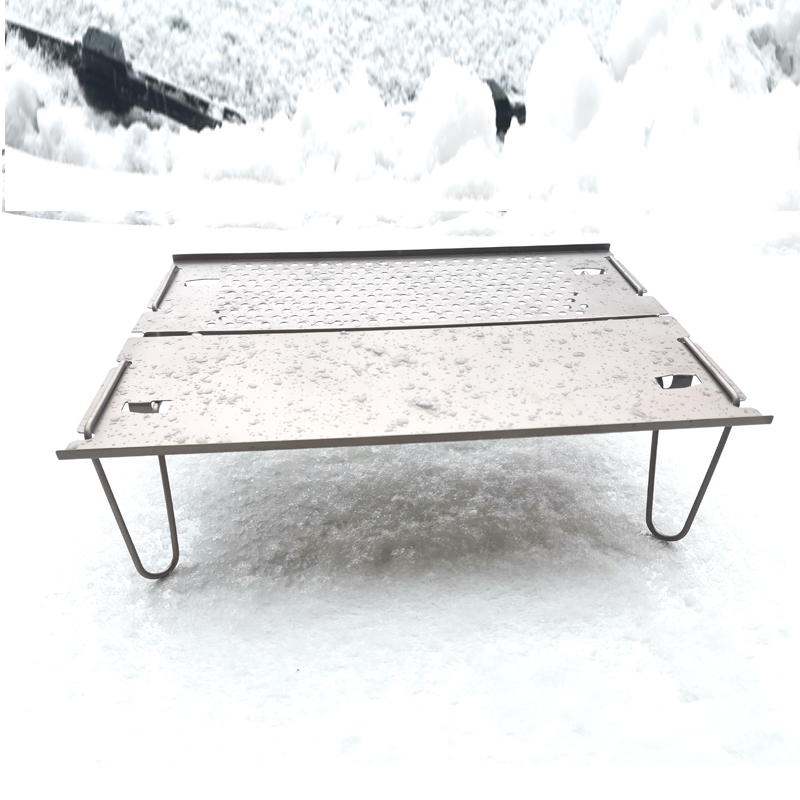 纯钛户外迷你折叠桌小桌子超轻便携式野外露营喝S茶桌子茶托休闲