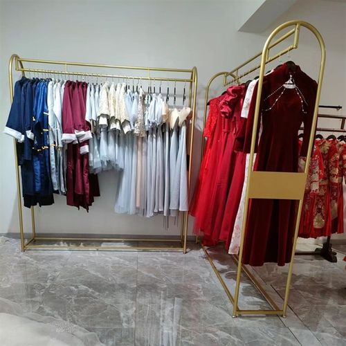 金色挂婚纱架子落地婚纱架影楼工作室礼服展示架旗袍Y秀禾服挂衣
