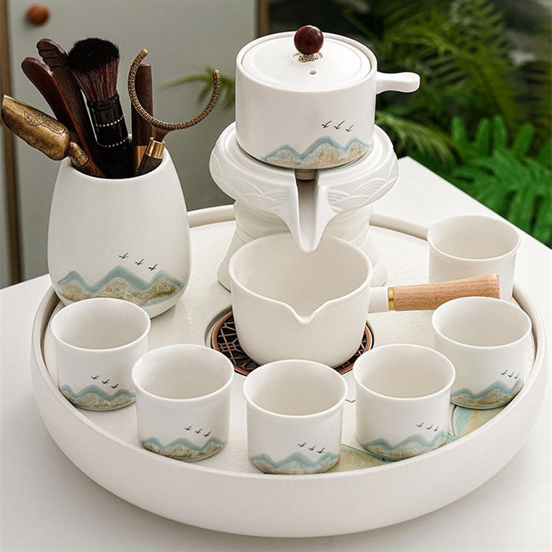 轻奢高档自动茶h壶功夫茶具套装新款家用懒人泡茶神器陶瓷茶杯整