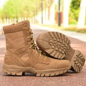 新款 作战训靴超轻高帮棕色防水训练靴防穿P刺耐磨沙漠户外靴男