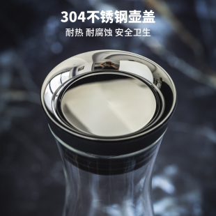 冷水壶凉水壶玻璃水壶耐热防C炸耐高温家用大容量凉水杯果汁 日式