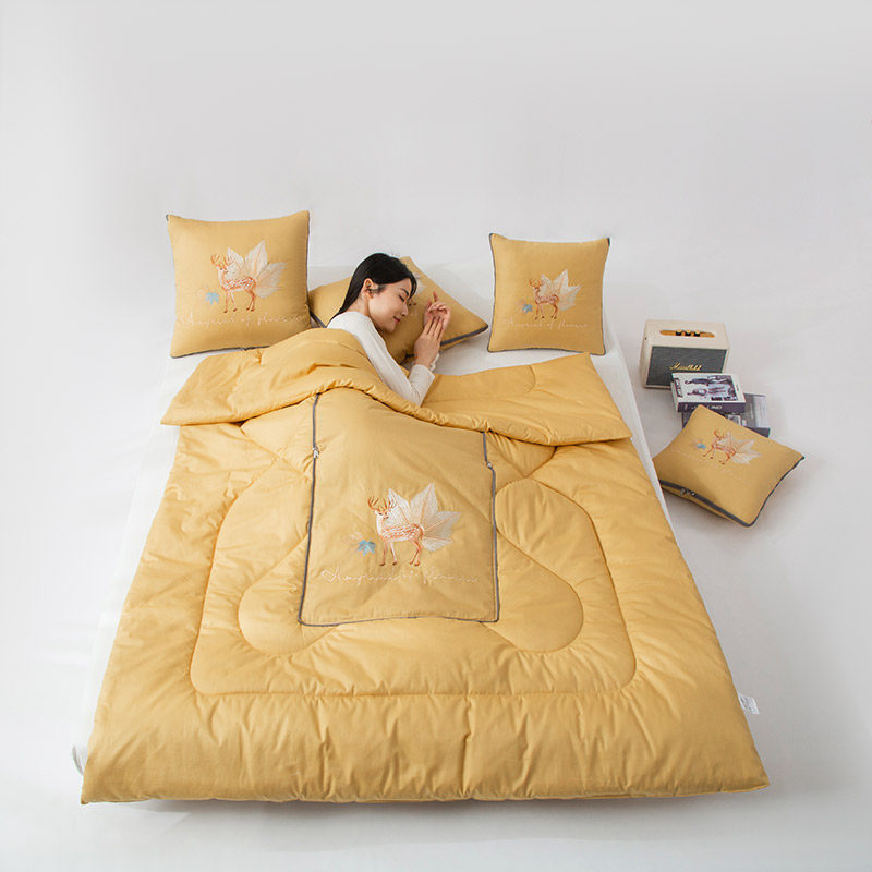 高档纯棉抱枕g被子两用汽车折叠枕头被办公室午睡全棉空调夏凉被