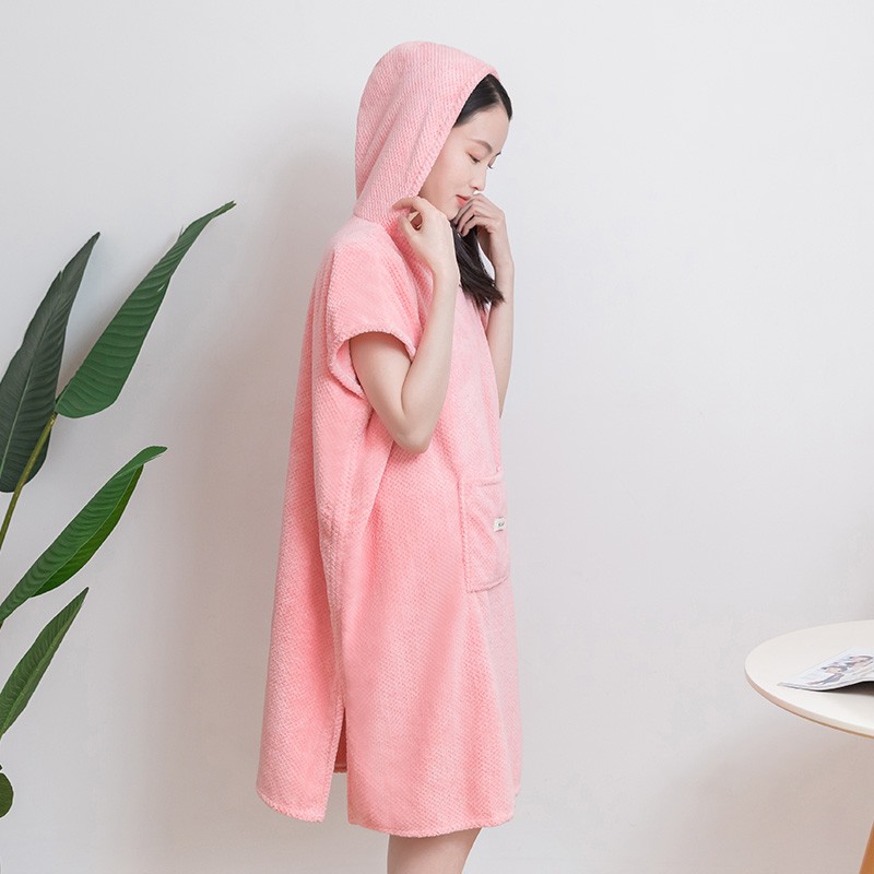 可穿浴巾带帽家用女比纯棉吸水速干不易掉毛N2023新款卫衣浴裙